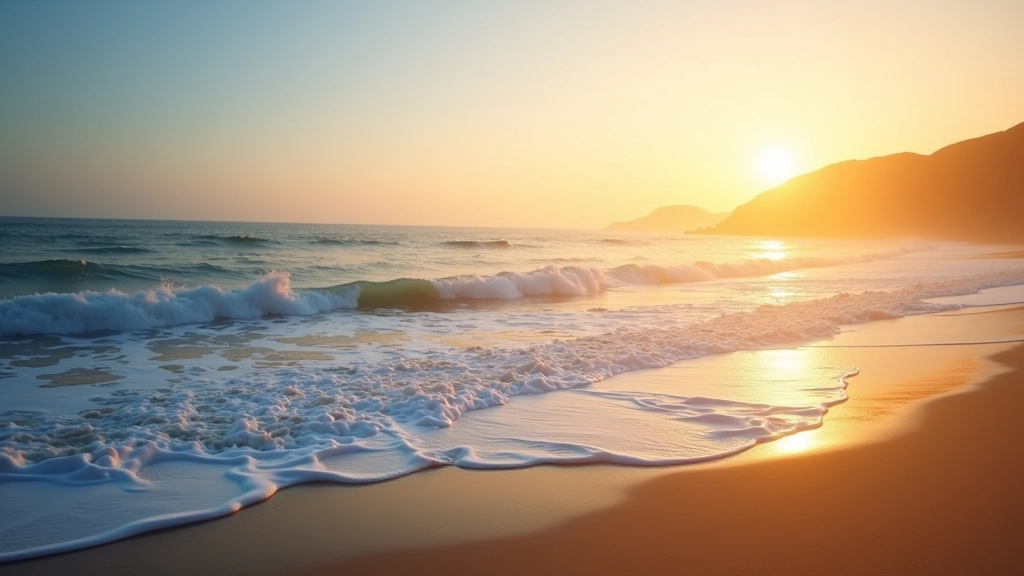 Ocean waves and coastal horizon, therapeutic seascape, healing nature scene